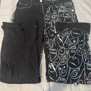 SHEIN Black and White Graphic Kids Shorts